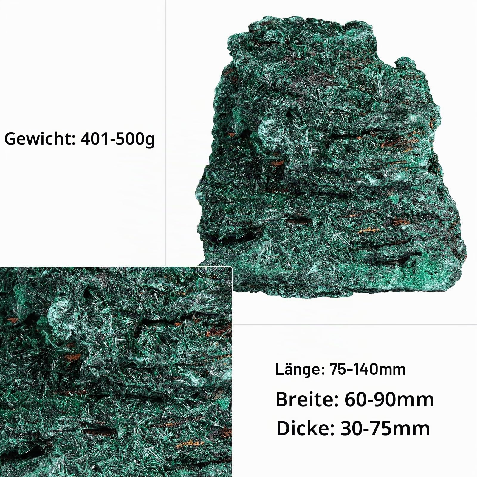 Nupuyai Natürlicher Malachit Stein Rohstein Groß Unregelmäßig Kristall Druse Cluster Mineralien Stein Naturstück Reiki Heilstein Feng Shui Dekoration für Haus und Büro, 401-500g