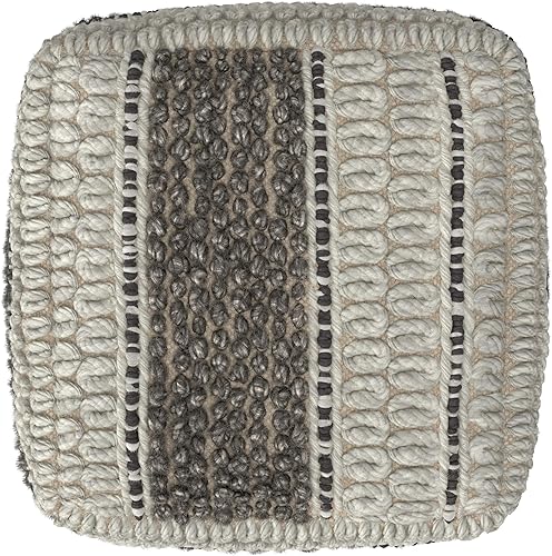 Miniatura 4 de SIMPLIHOME Grady Puf cuadrado contemporáneo en tono tierra marrón tejido a mano para la sala de estar, el dormitorio y la habitación de los niños