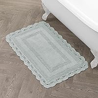 Vista 12 de Laura Ashley Alfombra de baño de algodón de ganchillo 17x24 in, Aqua