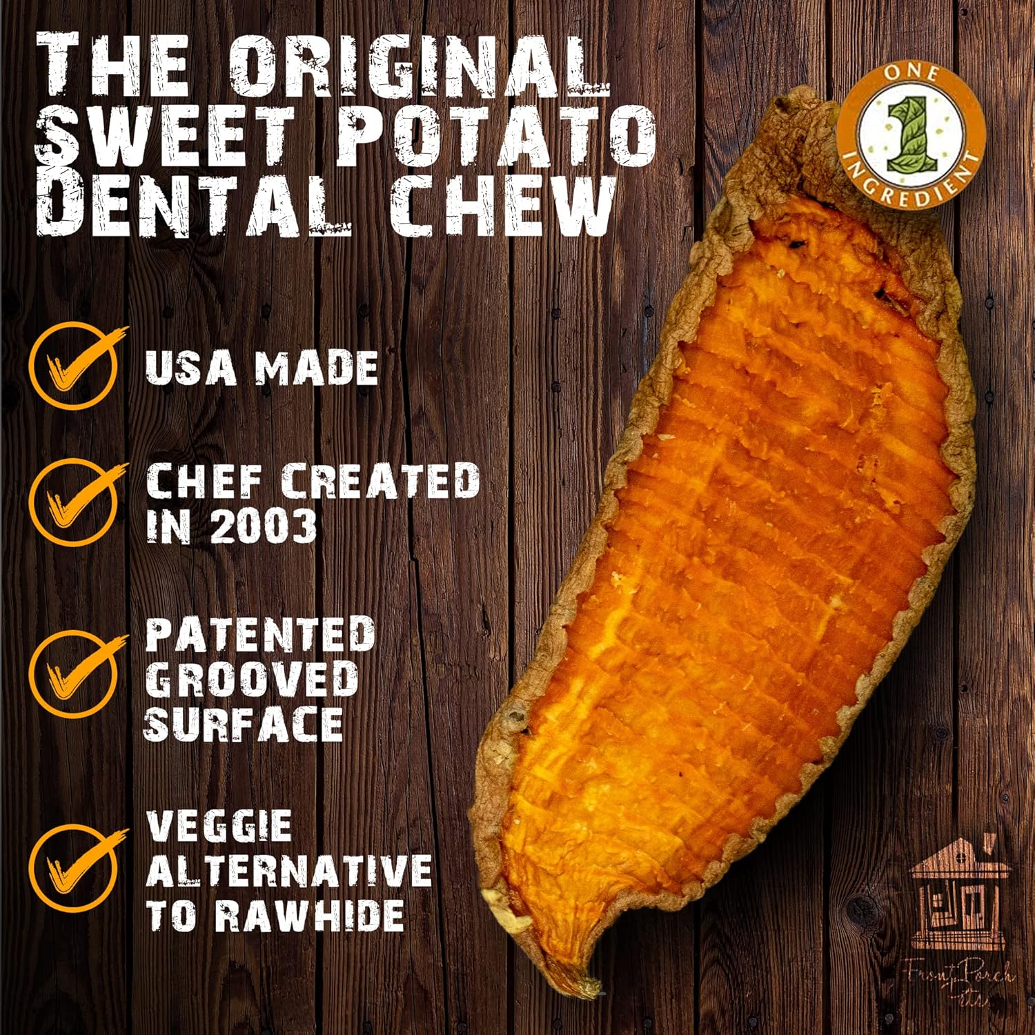 Sams Yams Sweet Potato Dog Treats, Healthy Dog Treats for Large Dogs - Sweet Potato Dog Treats Made in USA, High Fiber, Vegan Dental Chews - Big Boyz, Sweet Potato Dog Chewz, 15oz (Pack of 6)