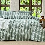Couverture de couette rayée 100% Linge de lit en coton lavé comme Super Soft Chic 3 Pcs Lin-Roi Blanc