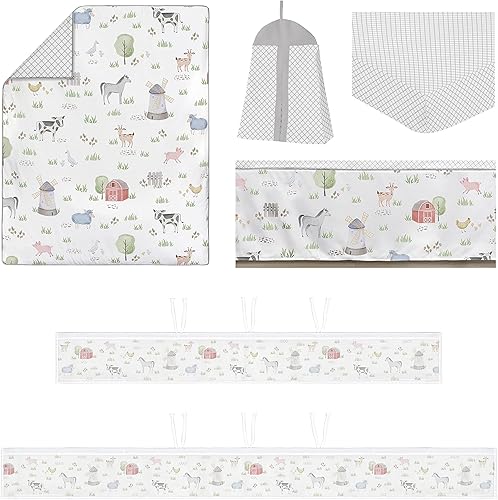 Miniatura 2 de Sweet Jojo Designs Juego de ropa de cama para cuna de bebé para niño o niña, transpirable, malla transpirable, forro para cuna, 6 piezas, género,