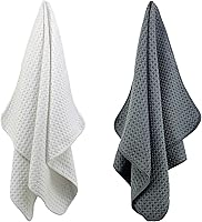 Vista 2 de POLYTE Toalla de mano de microfibra ultra premium para cocina y platos, tejido de gofre, paquete de 8 (16 x 28 pulgadas, gris, blanco)