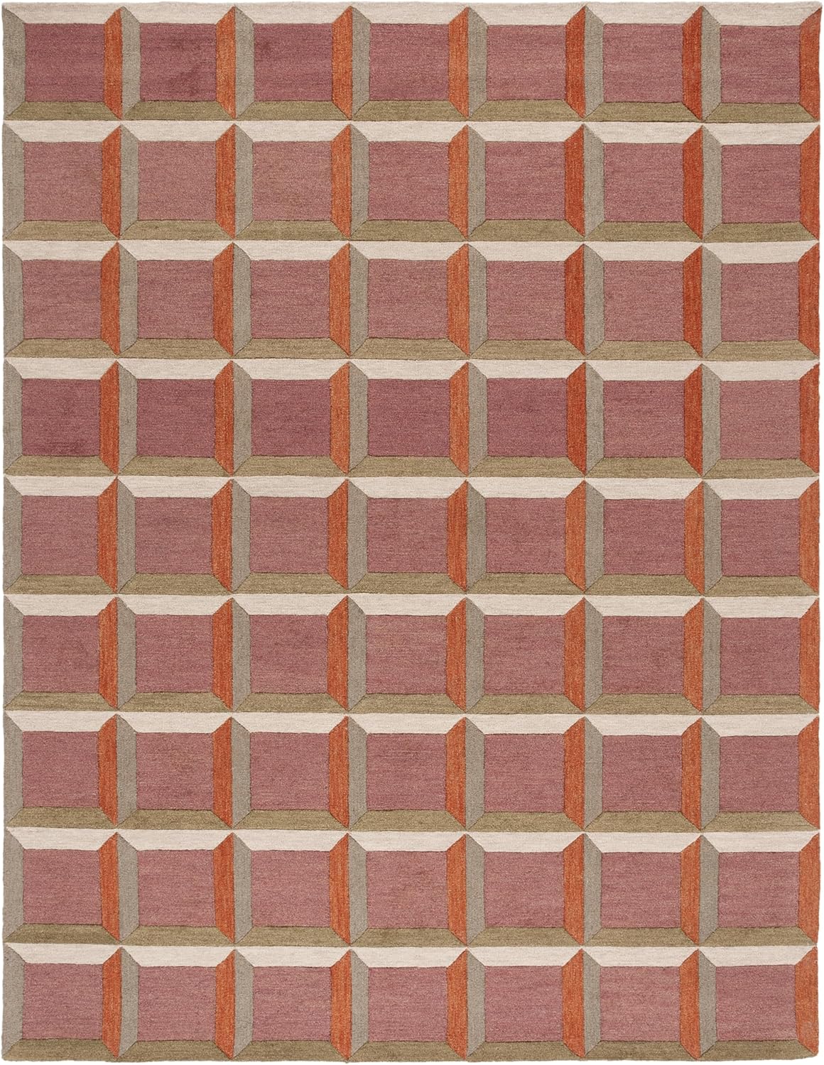 SAFAVIEH Genre Collection Area Rug - 10' x 14', Pink & Beige, Handmade Wool, Ideal for The Living Room, Bedroom, Dining Room (GRE101U-10)