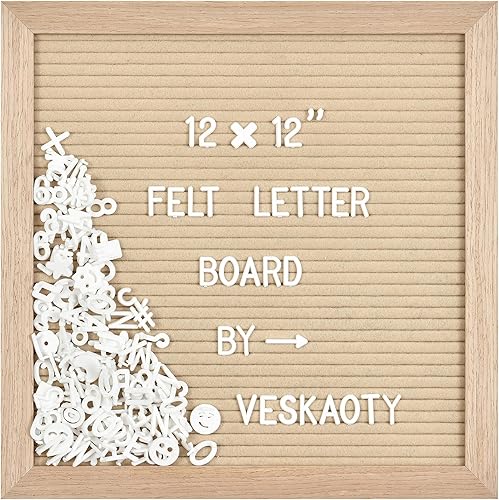 Miniatura 8 de Tablero de letras de fieltro con 460 letras, números y símbolos, tablero de mensajes intercambiable de 12 x 12 pulgadas con gancho de montaje en Gris