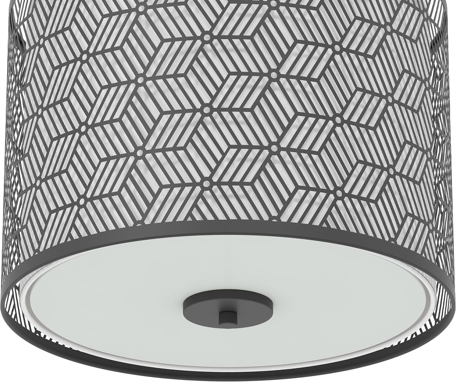 Inlight 14" Wide 3-Light Modern Drum Semi Flush Mount Ceiling Light with Black Metal Frame and White Fabric Shade, Bulb Not Included, IN-0347-3-BK
