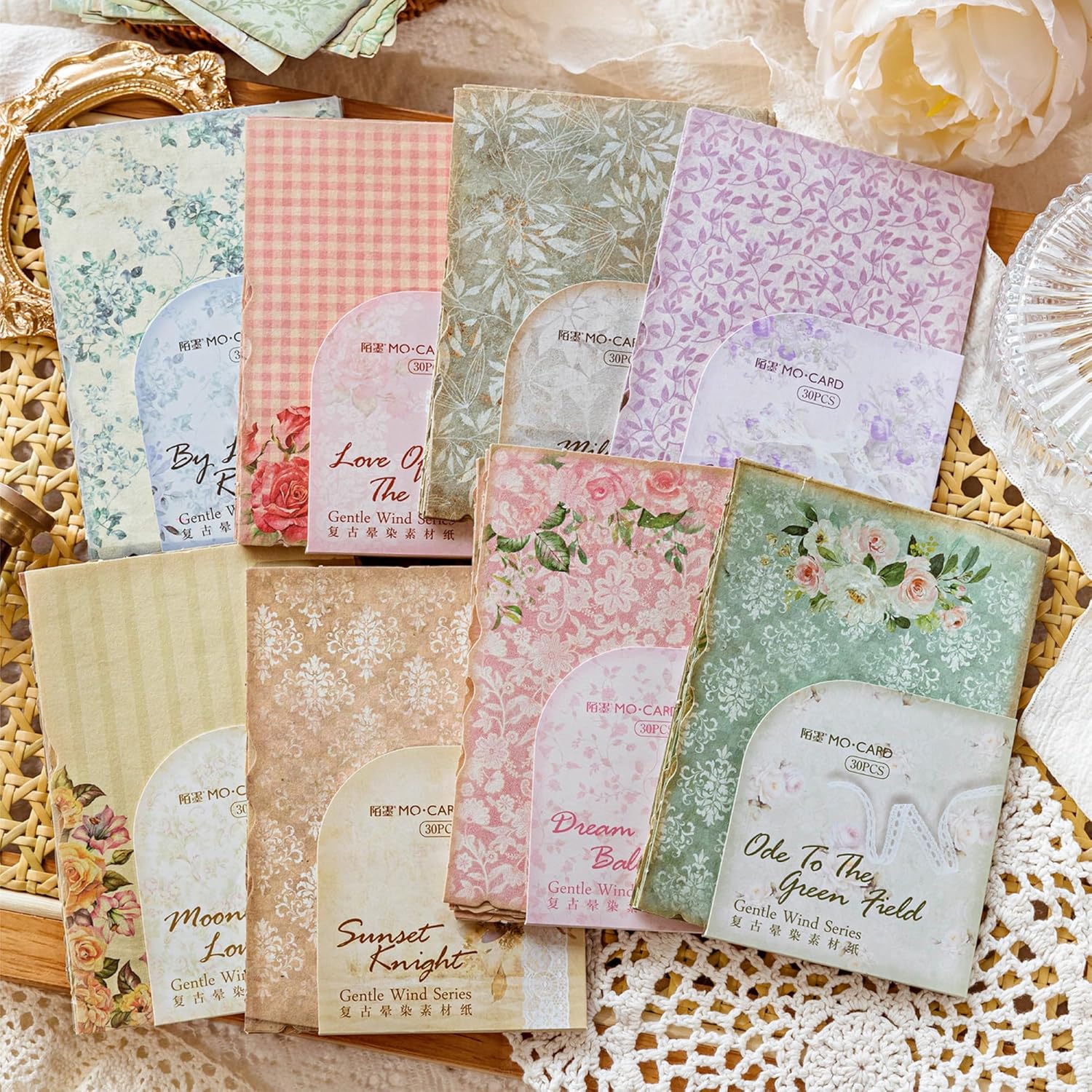 240 Sheets Vintage Scrapbook Paper, Junk Journal Supplies Kit, 8 Pack Bullet Journaling Paper for DIY, Retro Crafts, Planner, Handmade Decoupage Decor, 3.9x5.5 Inches