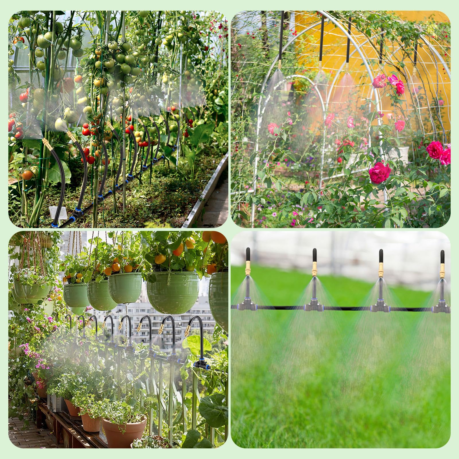 Geelin 15.0 m Garten Tropfbewässerungssystem, 360° Einstellbares Bewässerungsset mit 16 Düsen Automatische Bewässerung Bewässerungssystem für Gewächshaus, Hof, Rasen, Pflanze
