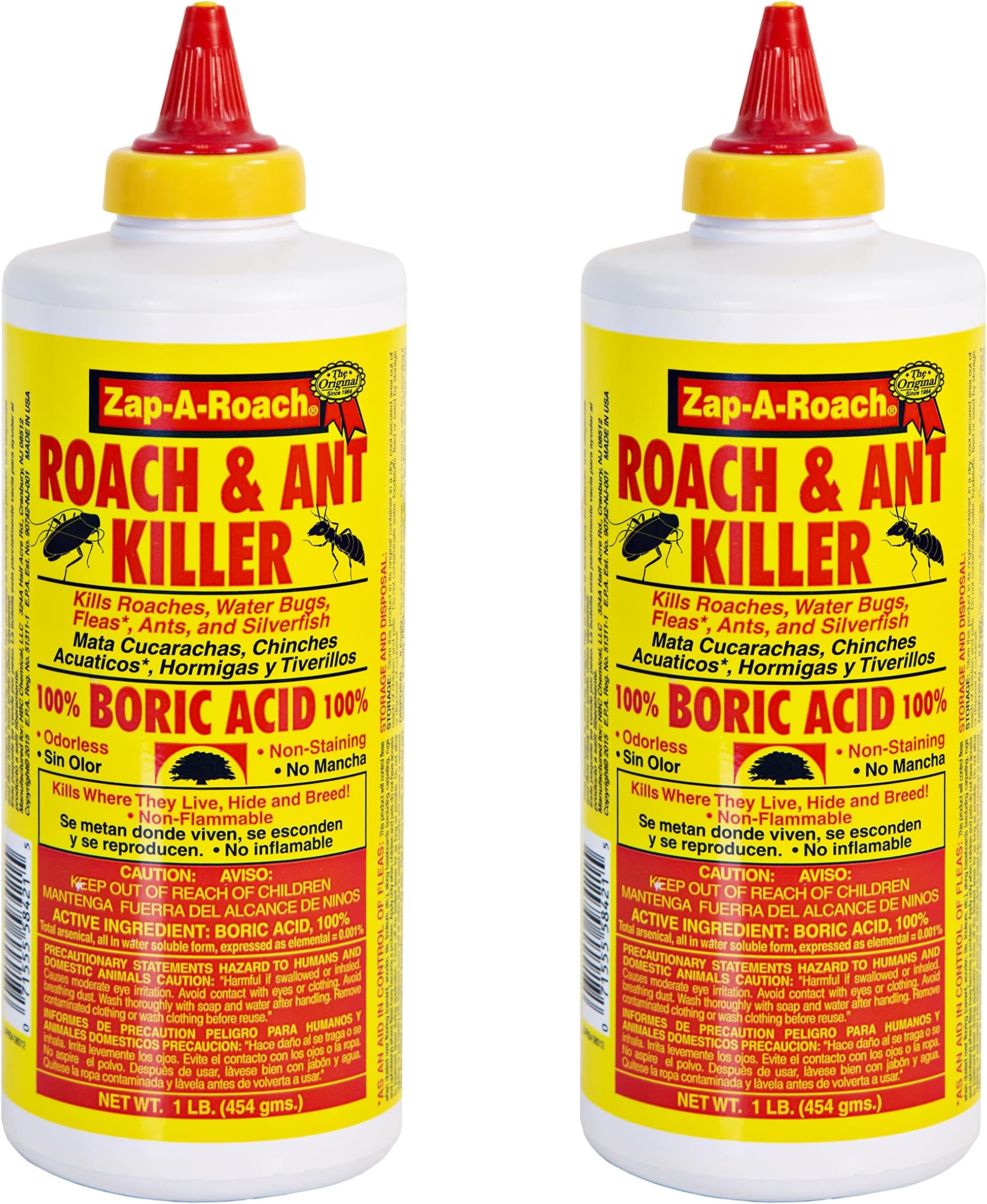 Boric Acid Powder Roach & Ant Killer - (2-Pack) 16 oz - Easy to Spread Ant and Cockroach Killer Indoor Home