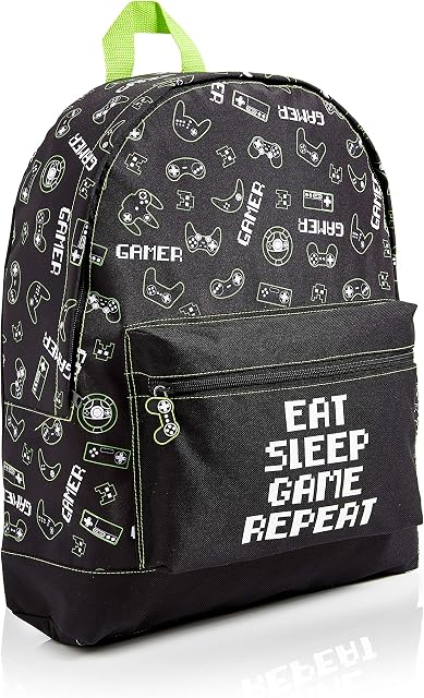 CityComfort School Bag for Boys and Teenagers, Camouflage and Gaming Backpack, Childrens Rucksack for School Travel Swimming and Sports with Games Emoji, Gamers Gifts for Kids