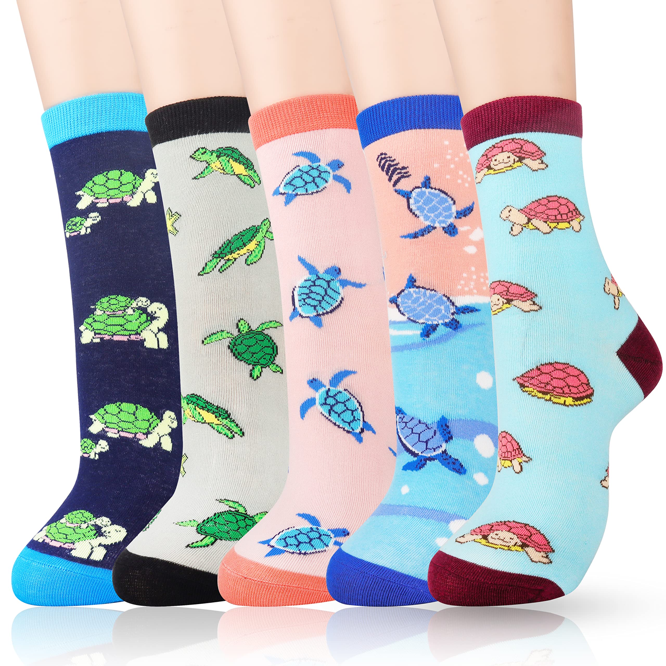 BelloxisCorgi Horse Gifts for Women Girls Nurse Sea Turtle Panda Animal Cotton Socks 5 Pairs