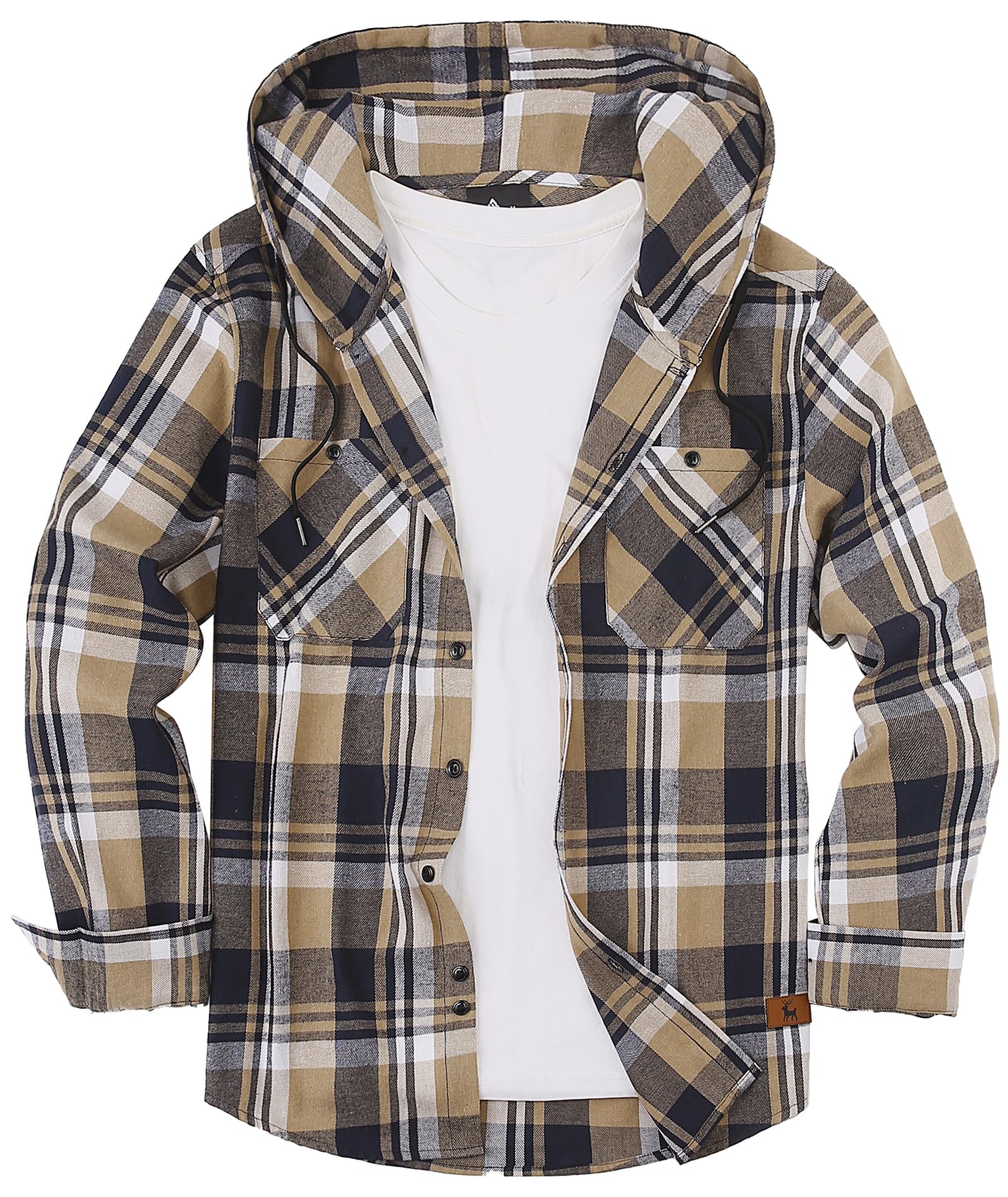 SwissWell Camicia Uomo Flanella Camicia Quadri con Cappuccio Uomo Manica Lunga Casual Felpe