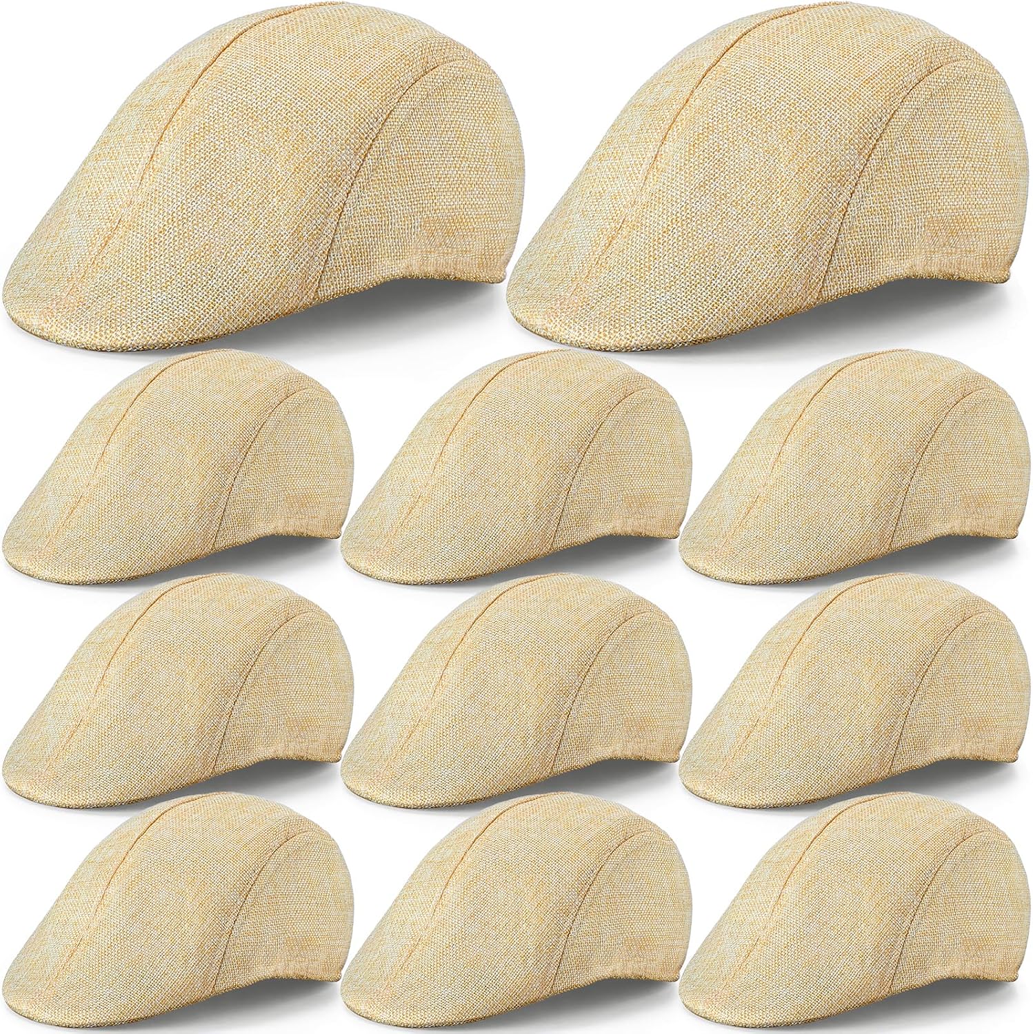 Eurzom 11 Pieces Men's Flat Cap Irish Hats Newsboy Hats for Men Cabbie Hunting Cap Weave Linen-Like Cotton