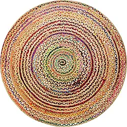COTTON CRAFT Tapete Trançado Jute Chindi - Tapete Boho Farmhouse Rustic Area Accent - Algodão reciclado natural reversível feito à mão - Presente de decoração de casa de estudo para sala de estar -