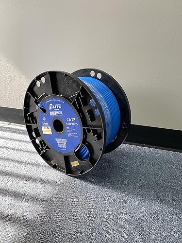 Miniatura 6 de Elevador blindado Cat8 Elite de 250 pies (CMR), 40 Gb, 2000 MHz, SFTP 22 AWG, cobre desnudo sólido, listado UL, certificación ETL, PoE++ (azul, 250