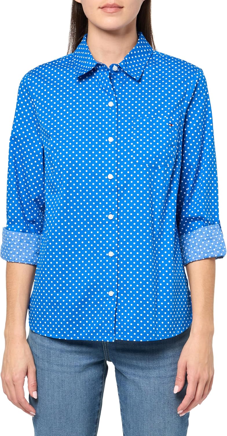 Tommy Hilfiger Womens Plaid Lurex Button Up Shirt