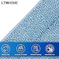 Vista 3 de LTWHOME Almohadillas de repuesto de microfibra comercial de 24 pulgadas en color azul para limpieza de suelos húmedos o secos (paquete de 6)