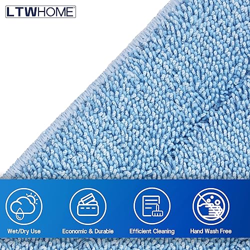 Miniatura 3 de LTWHOME Almohadillas de repuesto de microfibra comercial de 24 pulgadas en color azul para limpieza de suelos húmedos o secos (paquete de 6)