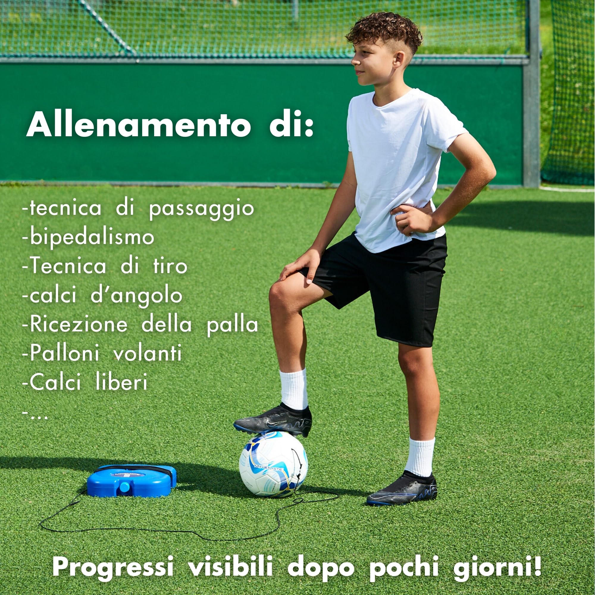 MOVEMATE® Set di allenamento per pallone da calcio, con corda, ideale come regalo da calcio per ragazzi, innovativo strumento di allenamento per esterni, in giardino