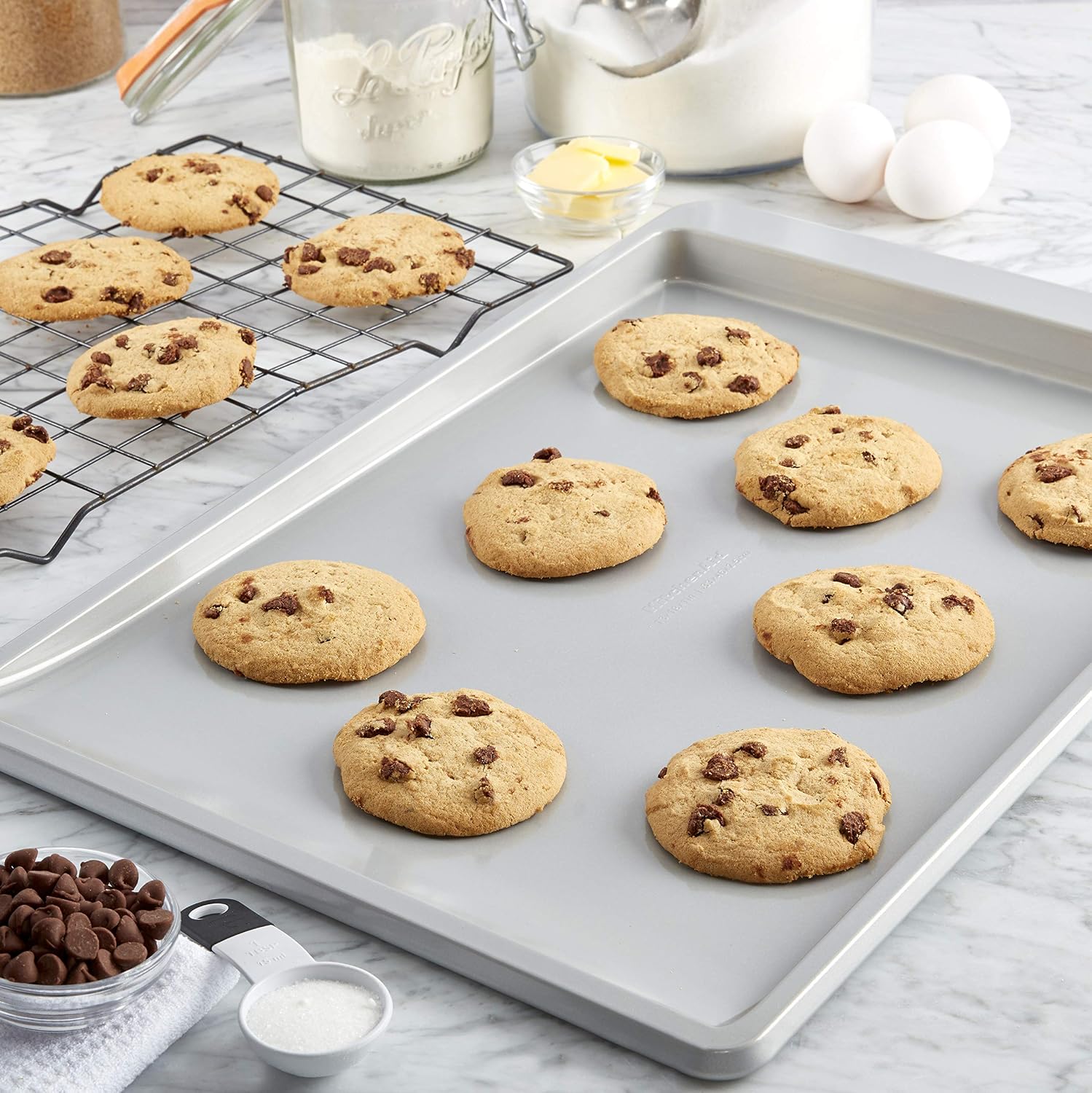 KitchenAid 13x18in Nonstick Aluminized Steel Cookie Slider, Silver image 3