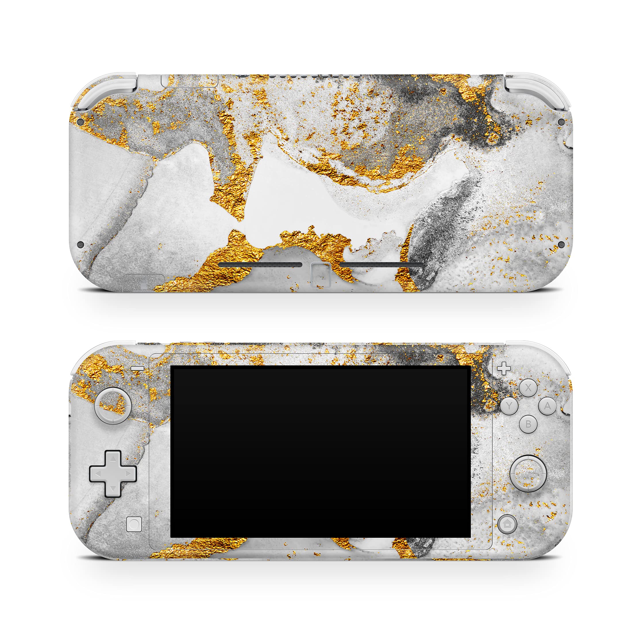 TACKY DESIGN Modern Marble Skin Compatible with Nintendo Switch lite, Silver & Gold Switch lite Rock Gemstone Stickers, Vinyl 3m Decal, Full wrap Cover