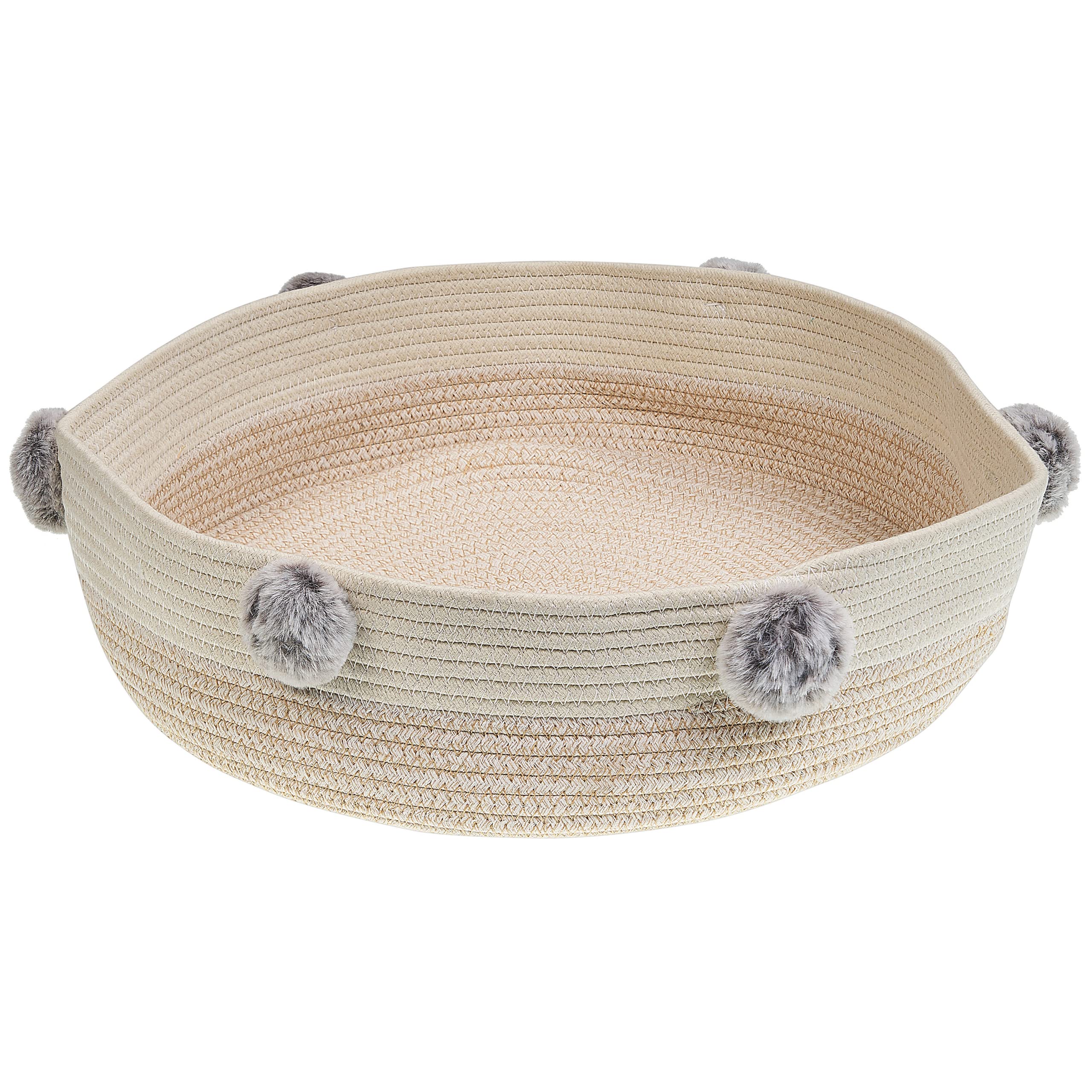 Beliani Cama para Perro de algodón Beige Claro Blanco 44 cm Mascota Gato Asas Ortaca