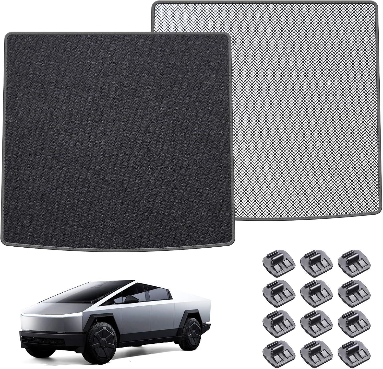 Upgrade Original UV-Protective Sunshade Roof Compatible with 2023-2025 Tesla Cybertruck, Heat Insulation Foldable Glass Roof Sun Shade, Cybertruck Must Have No Gaps, No-Sagging Accessories (Black)