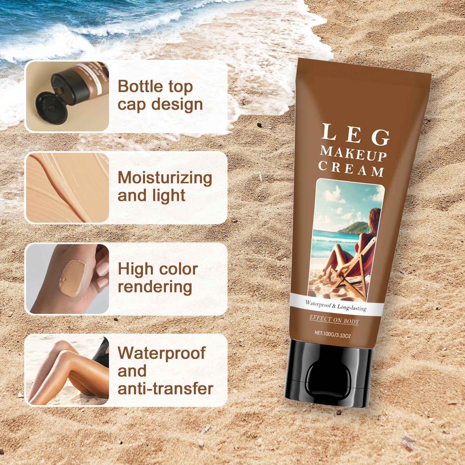 Leg Makeup Waterproof No Transfer, Leg Make Up to Cover Up Tattoo - Image 2