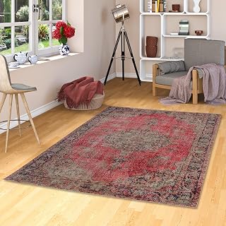Pergamon Kurzflor Designer Teppich Modern Vintage Orient Muster | Wohnzimmer, Esszimmer, Flur und Diele | Pflegeleicht