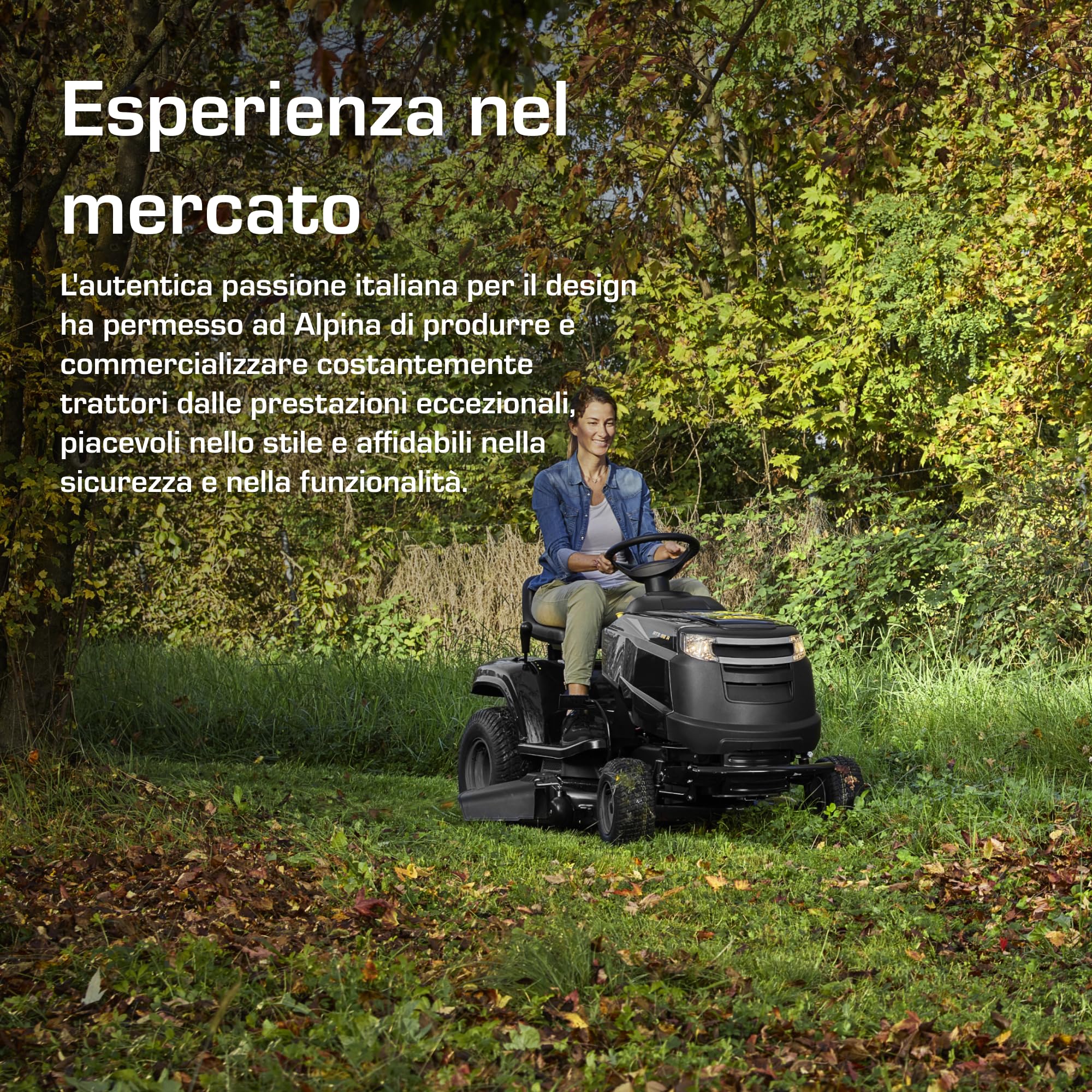 Alpina AT3 98 A Trattorino Da Giardino, 6,5 kW, 98 cm – Frizione Elettromagnetica PTO, 7 Altezze Di Taglio – Prati Fino A 4.500 m²