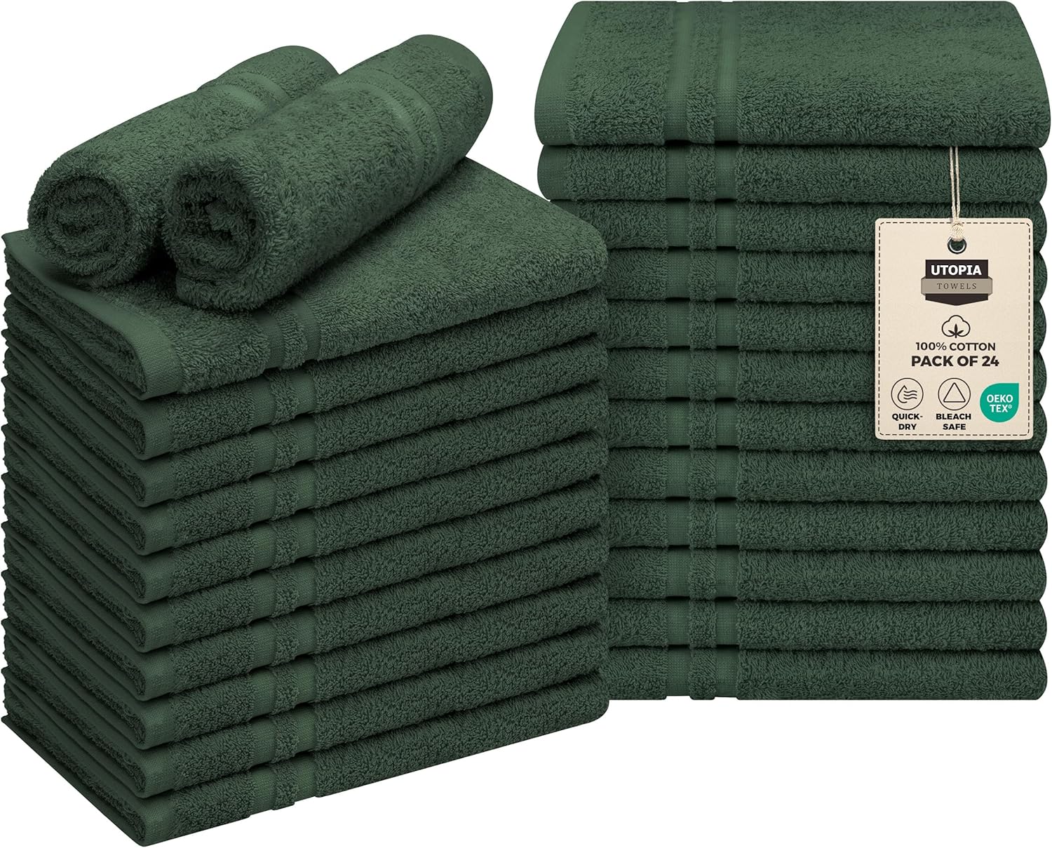 Utopia Towels Cotton Bleach Proof Salon Towel 16 by 27 inches, Bleach Safe 100% Cotton Hand Towel for Gym, 12 Pack, Black