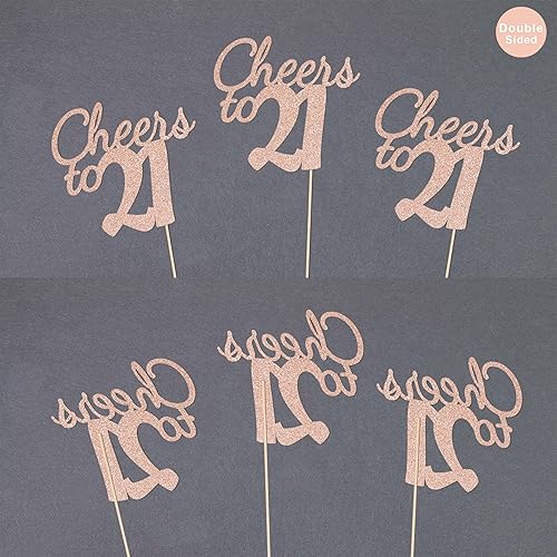 Miniatura 129 de Gexolenu Cheers to 40, paquete de 10 centros de mesa de cumpleaños de 40 cumpleaños con purpurina de color oro rosa de doble cara para mesas