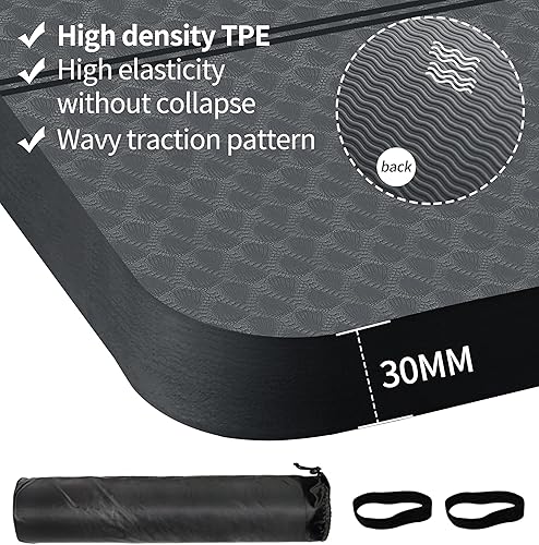 Miniatura 9 de nuveti Large Exercise Mat - 15mm20mm30mm Thick Yoga Mat  Workout Mat for Fitness, Yoga, Pilates, Stretching & Floor Exercises for Women & Men with