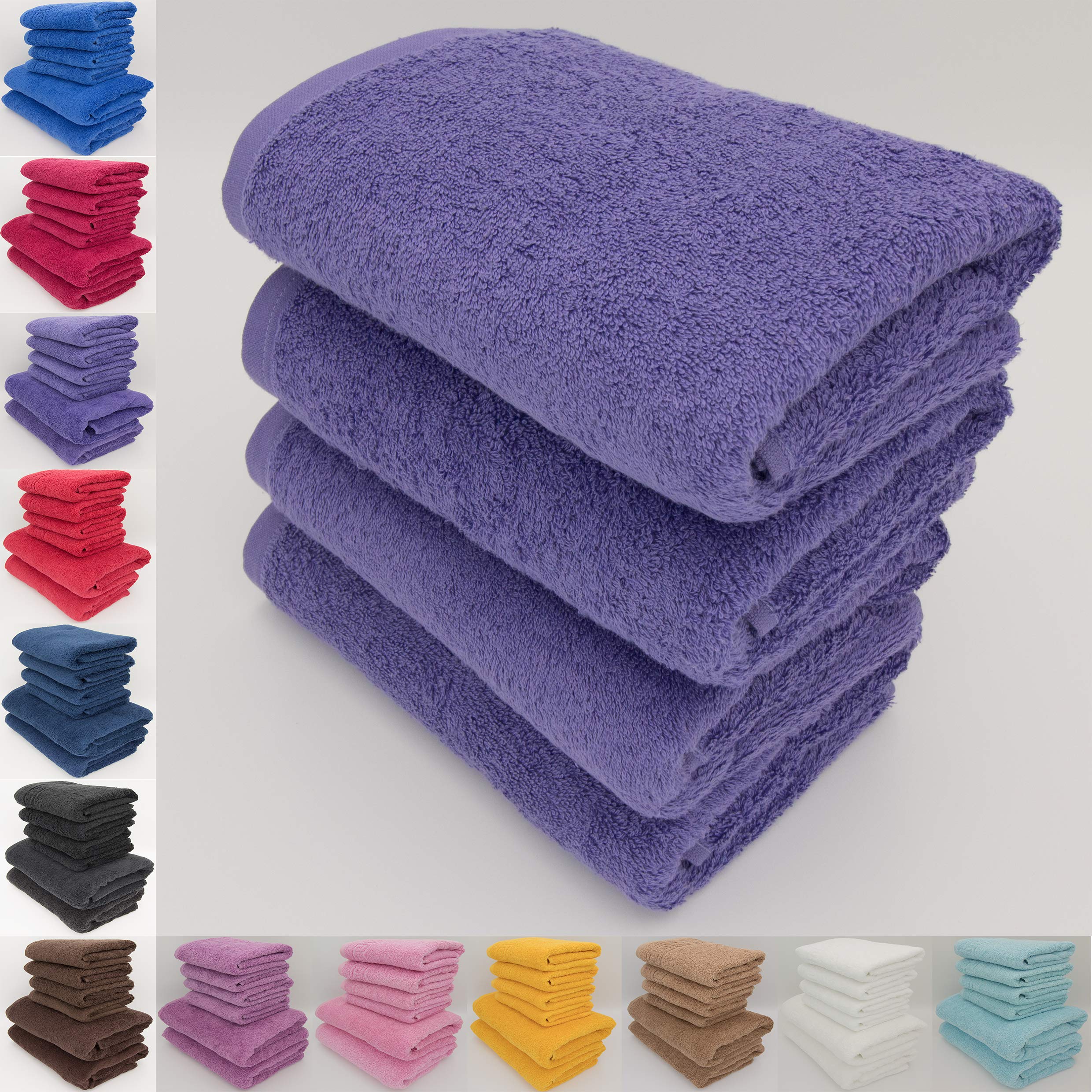 LIGHT TURQUOISE 2 X BATH TOWELS SET, 70X140 LARGE SIZE 100% NATURAL COTTON 500 GSM THICK ABSORBENT TOWEL, HOTEL QUALITY RINGSPUN — view 138