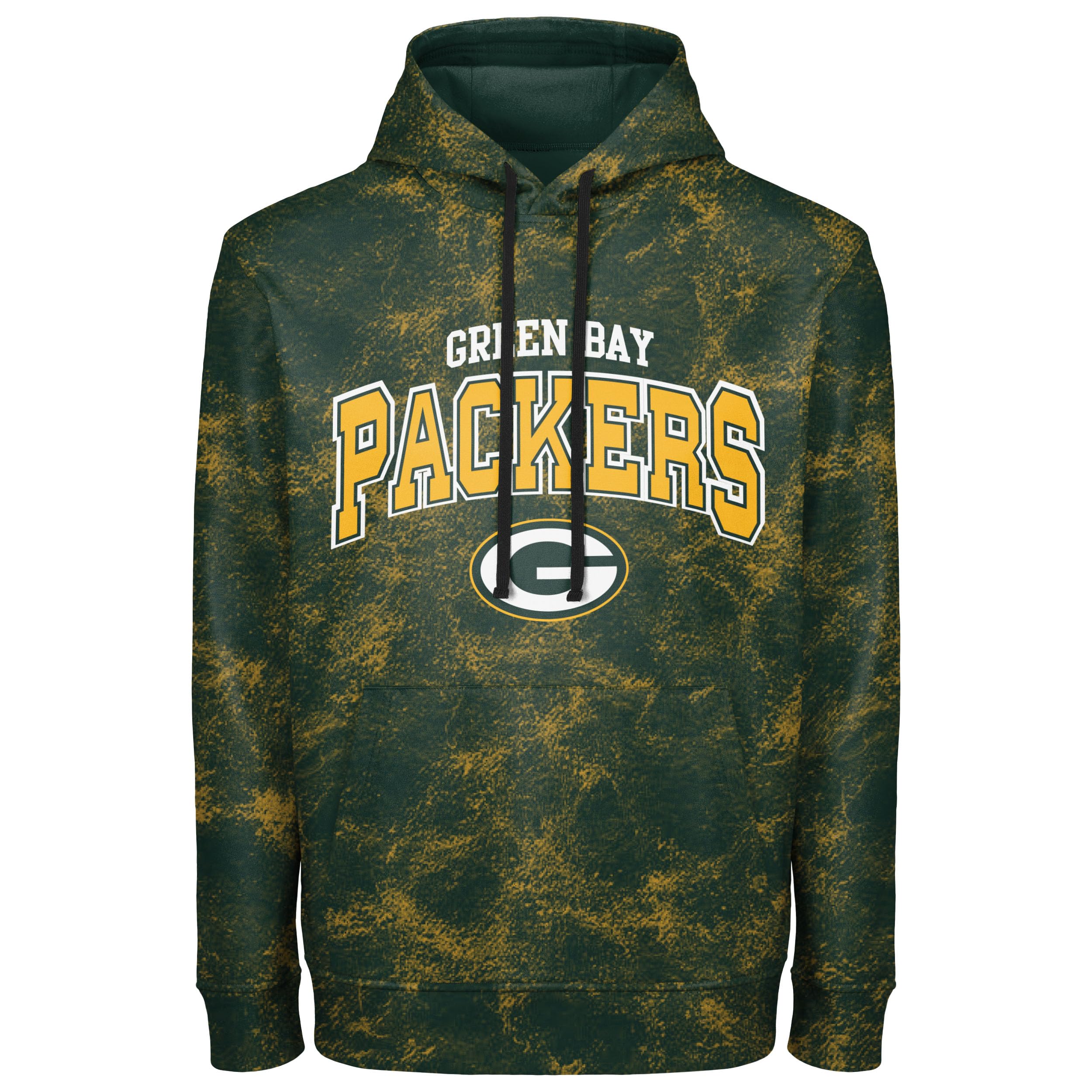 FOCO NFL Men's Officially Licensed Big Logo Wordmark Camo Performance Game Day Team Color Pullover Sweatshirt Hoodie, Green Bay Packers - Green, Small