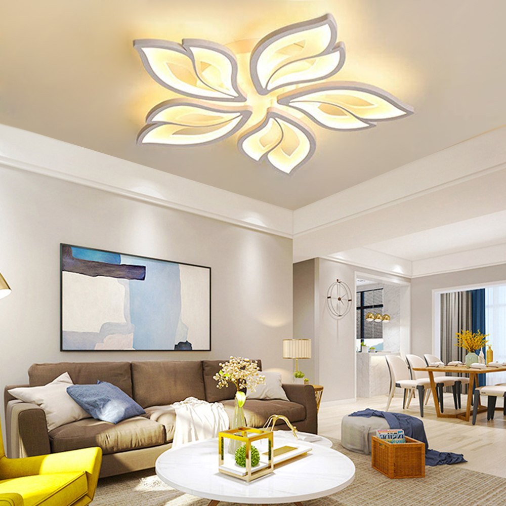 RRBEST LED Blumen Deckenleuchte 55 Cm, Dimmbar, Mit Fernbedienung – Für Wohnzimmer, Schlafzimmer, Küche