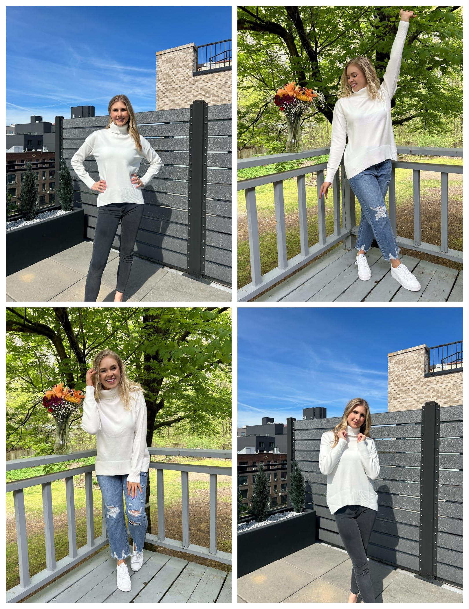 Zeagoo Maglione Donna Elegante Dolcevita Invernale Autuno Caldo Maglioncino Oversize Lunga Maglia Basic Pullover Morbido Sweater S-XXL