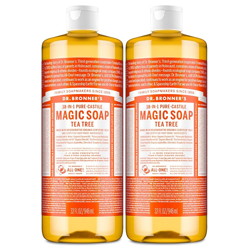 Sabonete líquido Tea Tree Pure-Castile Dr. Bronner's, 946 mL, pacote com 2