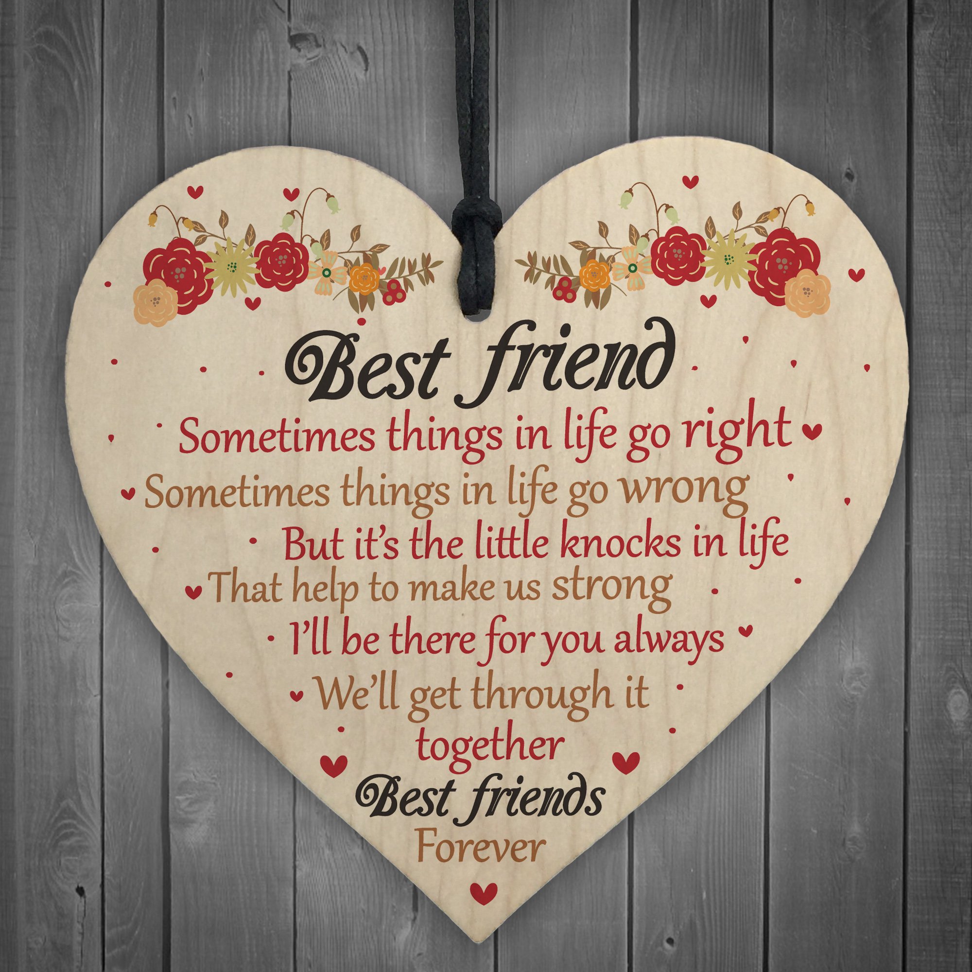 Red Ocean Best Friends Forever Friendship Best Friend Shabby Chic Hanging Heart Special Love Gift BFF Sign Present