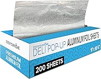 Vista 1 de 200 hojas de papel de aluminio precortadas para delicatessen - Hojas emergentes de 9 pulgadas para restaurante, cubiertas desechables para alimentos