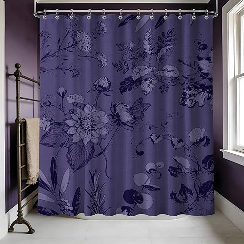 Miniatura 10 de Cortina de ducha azul marino de bosque Cortina de ducha azul oscuro de montaña y naturaleza para decoración de baño de hombres, tela impermeable con