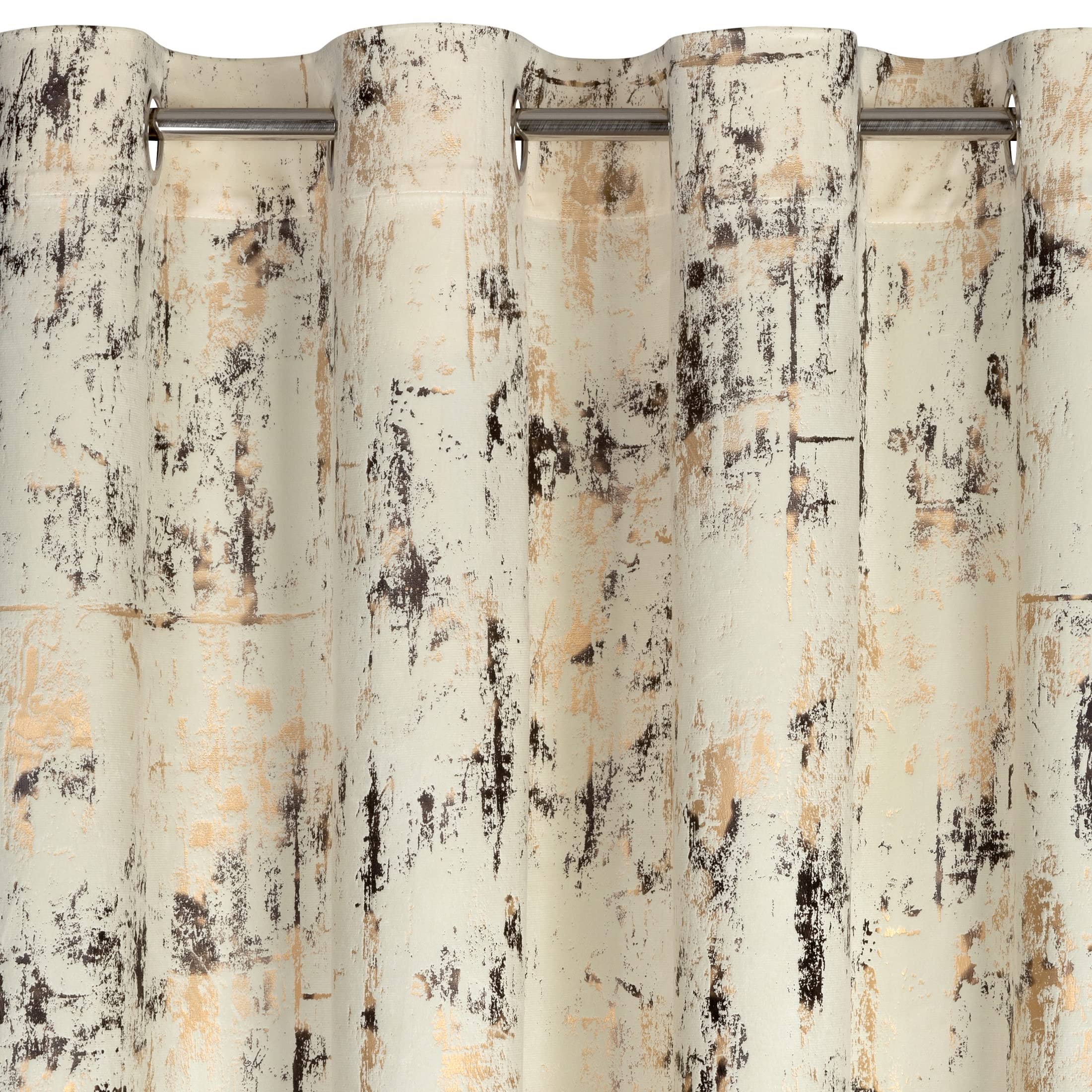 Eurofirany Tonia Rideau en Velours avec œillets et Motif marbré doré 1 pièce – Glamour pour Salon, Chambre à Coucher – 140 x 250 cm – Crème