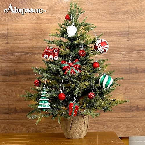 Miniatura 8 de Alupssuc Juego de 82 adornos de bolas de Navidad, encantador juego de regalo clásico, decoración de plástico inastillable para árbol de Navidad,