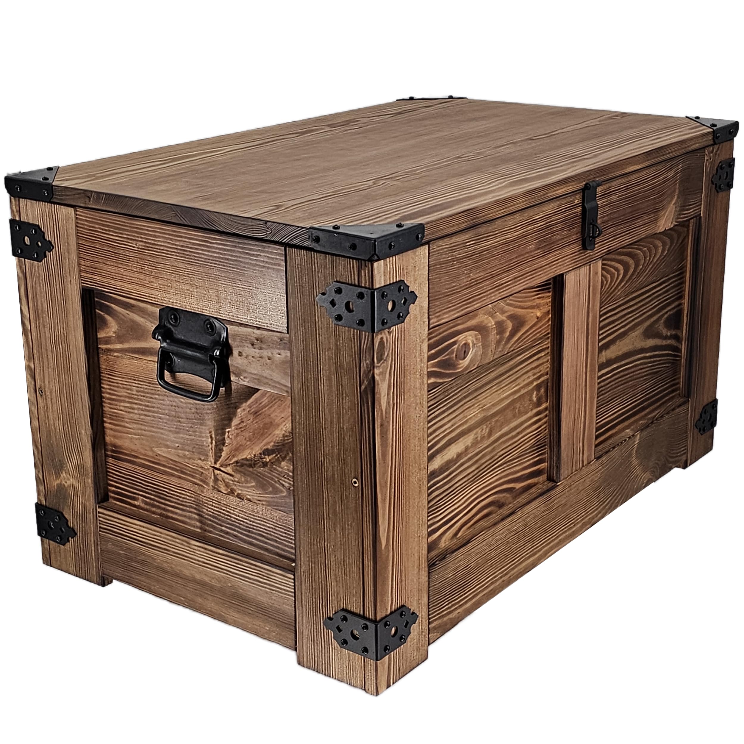 CREATIVE COOPER holzbox, schatztruhe, aufbewahrungsbox, Tisch, rustikal truhentisch, couchtisch, 77x49x45 cm, Handarbeit holztruhe, Eco Holzöl Wenge