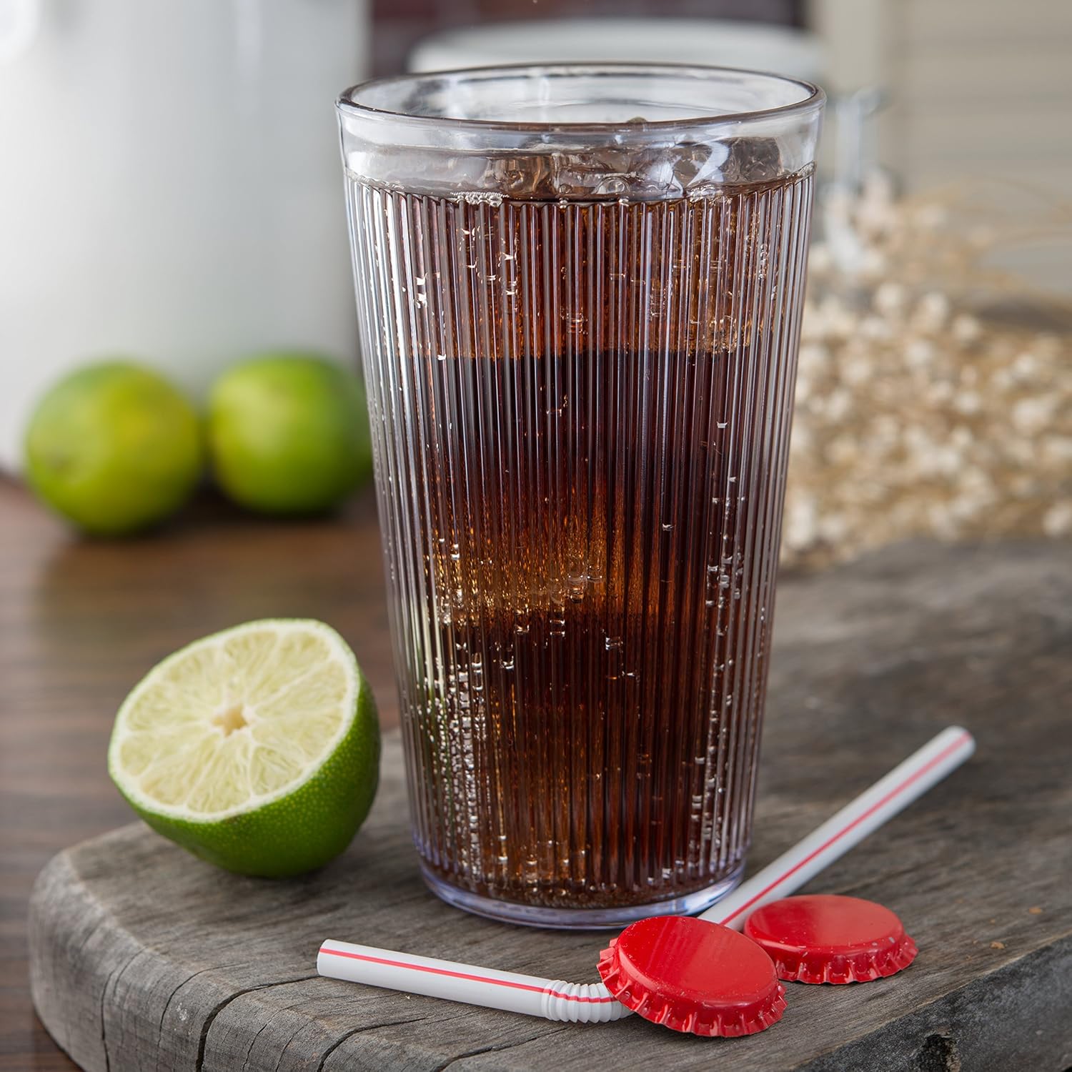 Carlisle FoodService Products Crystalon Stack-All Stackable Tumbler Plastic Tumbler with Ribbed Texture for Restaurants, Catering, Kitchens, Plastic, 16.5 Ounces, Clear, (Pack of 48)