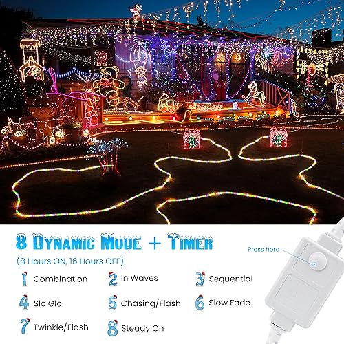 Miniatura 2 de Guirnalda de luces de Navidad, 720 luces LED de 98 pies, conectable para interiores y exteriores, tubo transparente, iluminación decorativa para