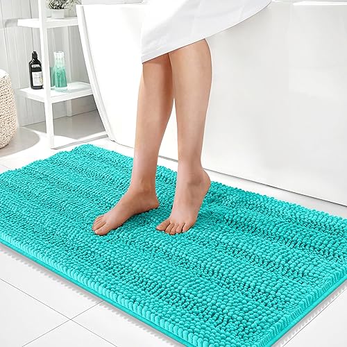 Miniatura 198 de OLANLY Tapetes de baño gruesos de felpilla a rayas de 30 x 20 pulgadas, extra suaves, absorbentes, con parte trasera de goma, se pueden lavar