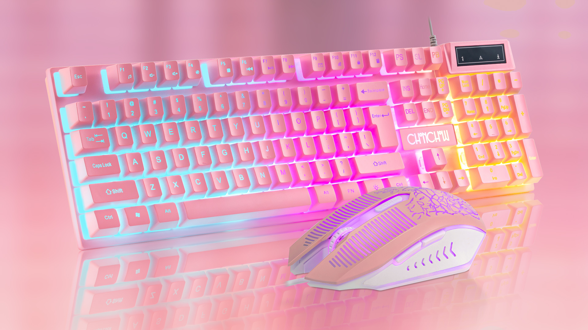 Amazon.com: CHONCHOW Pink Gaming Keyboard and Mouse Combo with led