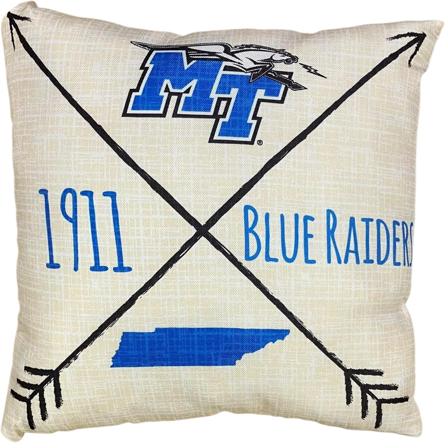 Pegasus Sports NCAA Team Wordmark Decorative Throw Pillow Middle Tennessee State University, Team Color, 18x18