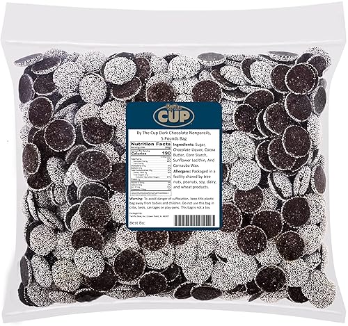 By The Cup White Nonpareils - Caramelo de chocolate negro semidulce bolsa a granel de 5 libras